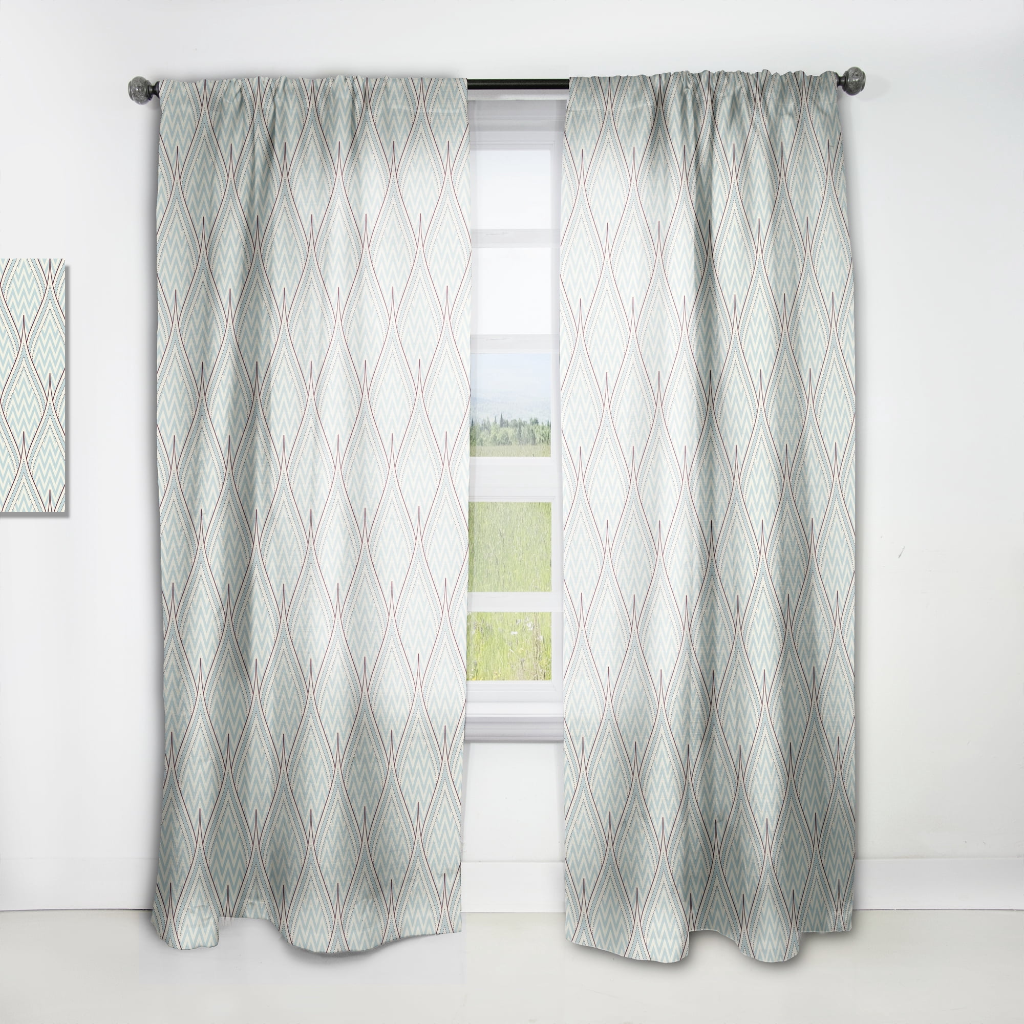 Designart 'Decorative Elements with Ornament' Mid-Century Modern Curtain Panel
