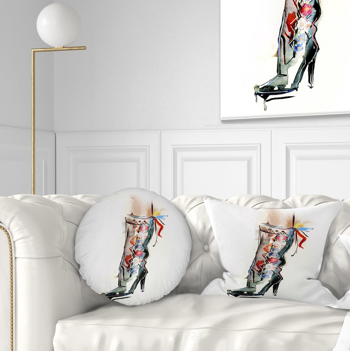 Designart Decorative Shoe - Abstract Throw Pillow - 12x20