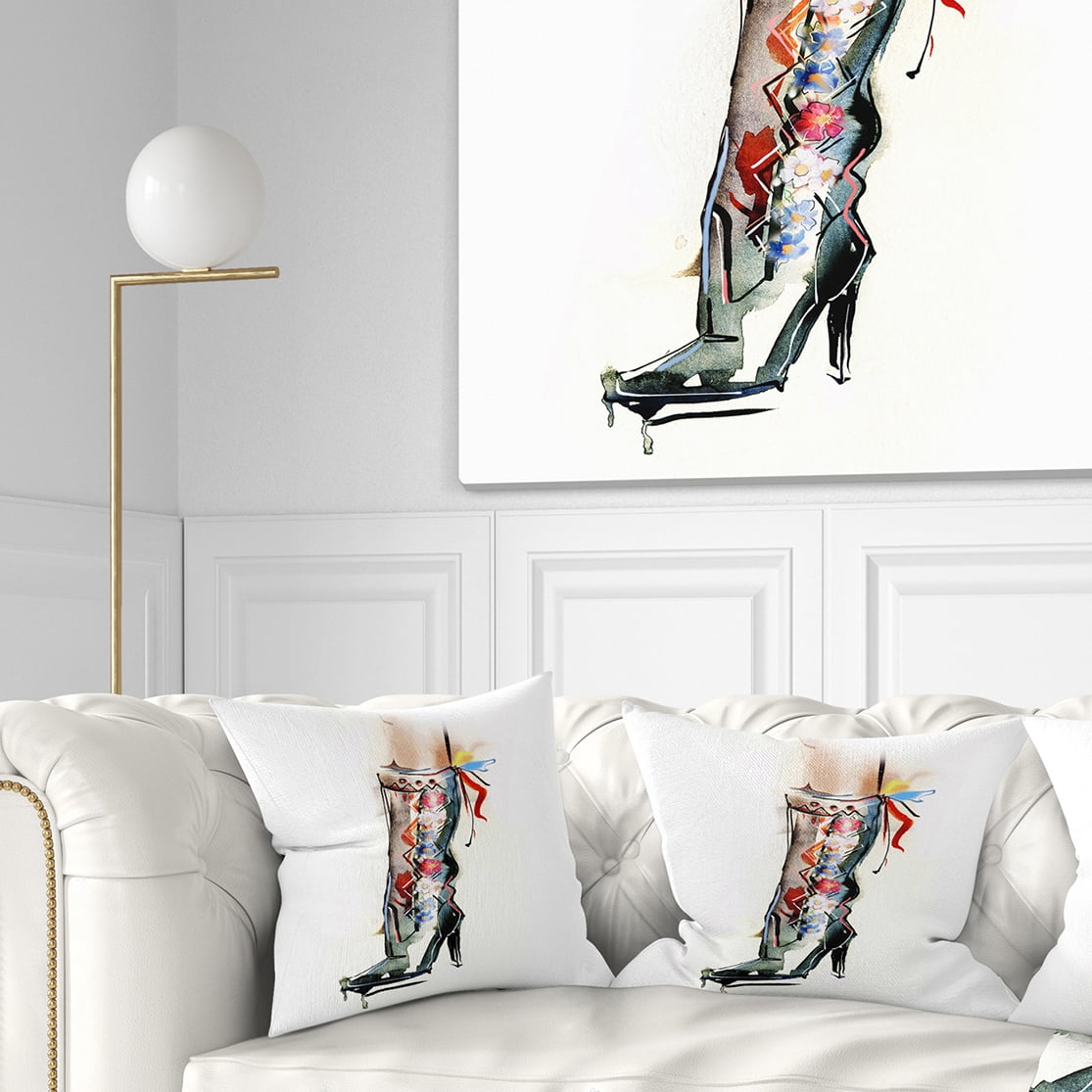 Designart Decorative Shoe - Abstract Throw Pillow - 16x16