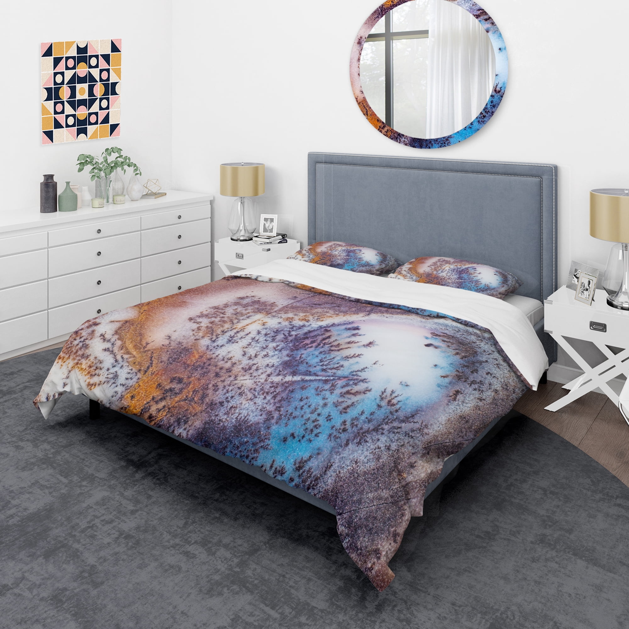 Designart 'Decorative Stone Moss Agate Close up' Stone Duvet Cover Set