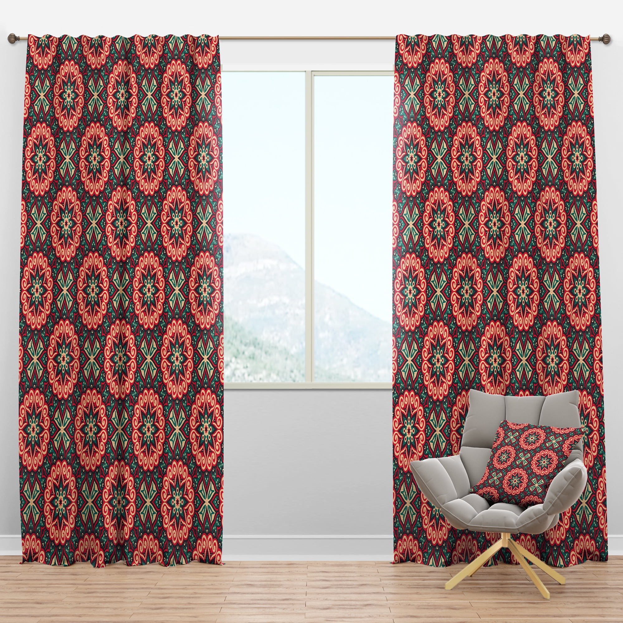 Designart 'Decorative Vintage Elements' Bohemian & Eclectic Blackout Curtain Panel