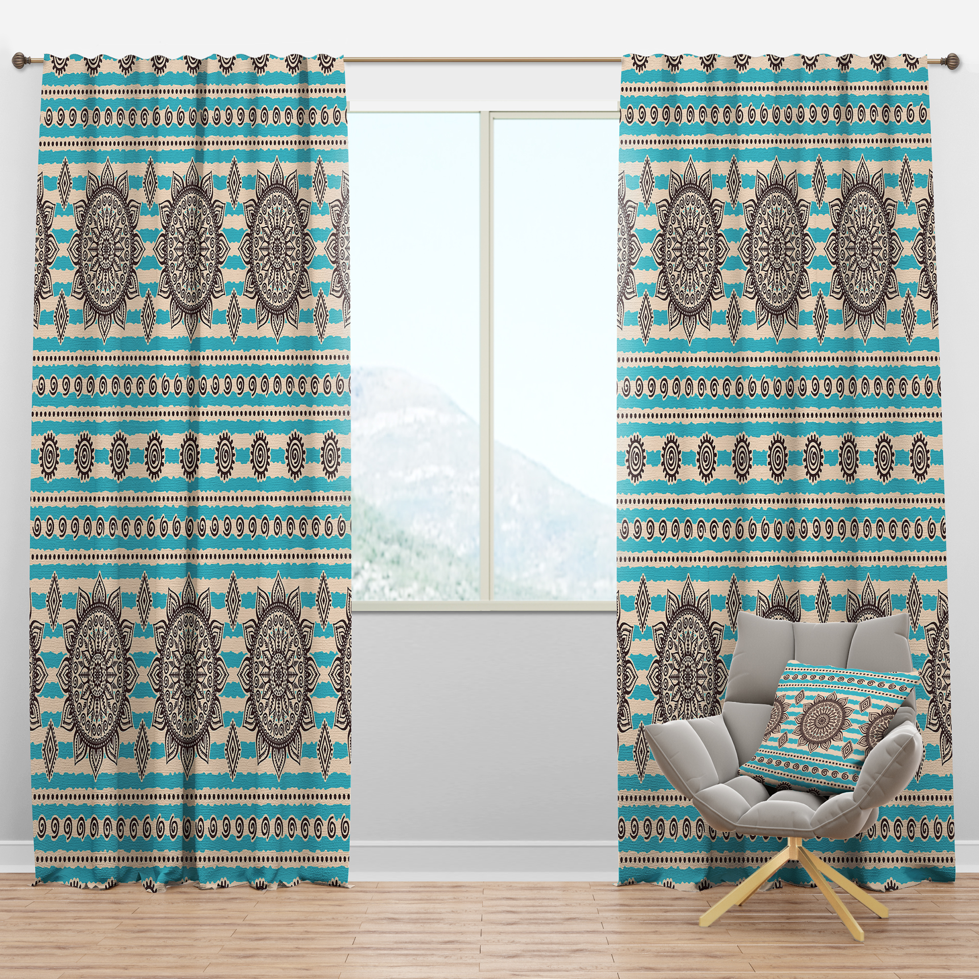 Designart 'Decorative Vintage Pattern' Bohemian & Eclectic Blackout Curtain Panel