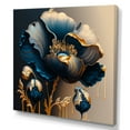 thumbnail image 1 of Designart Deep Blue And Gold Single Flower V Canvas Wall Art, 1 of 5