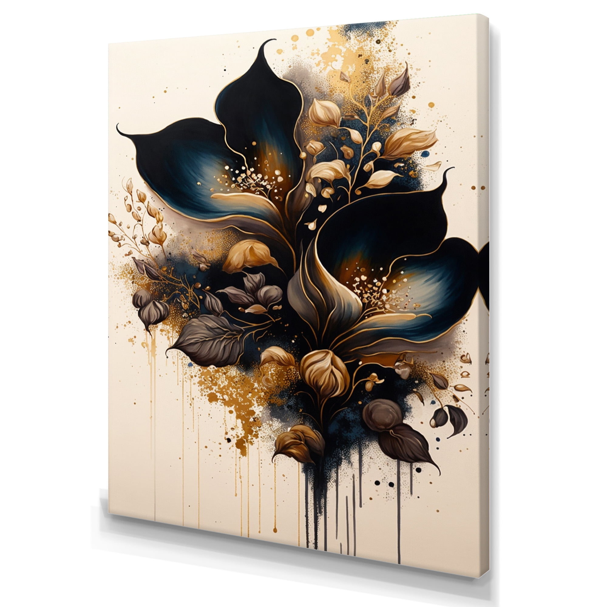 Designart Deep Blue Calla Lily Bouquet I Canvas Wall Art