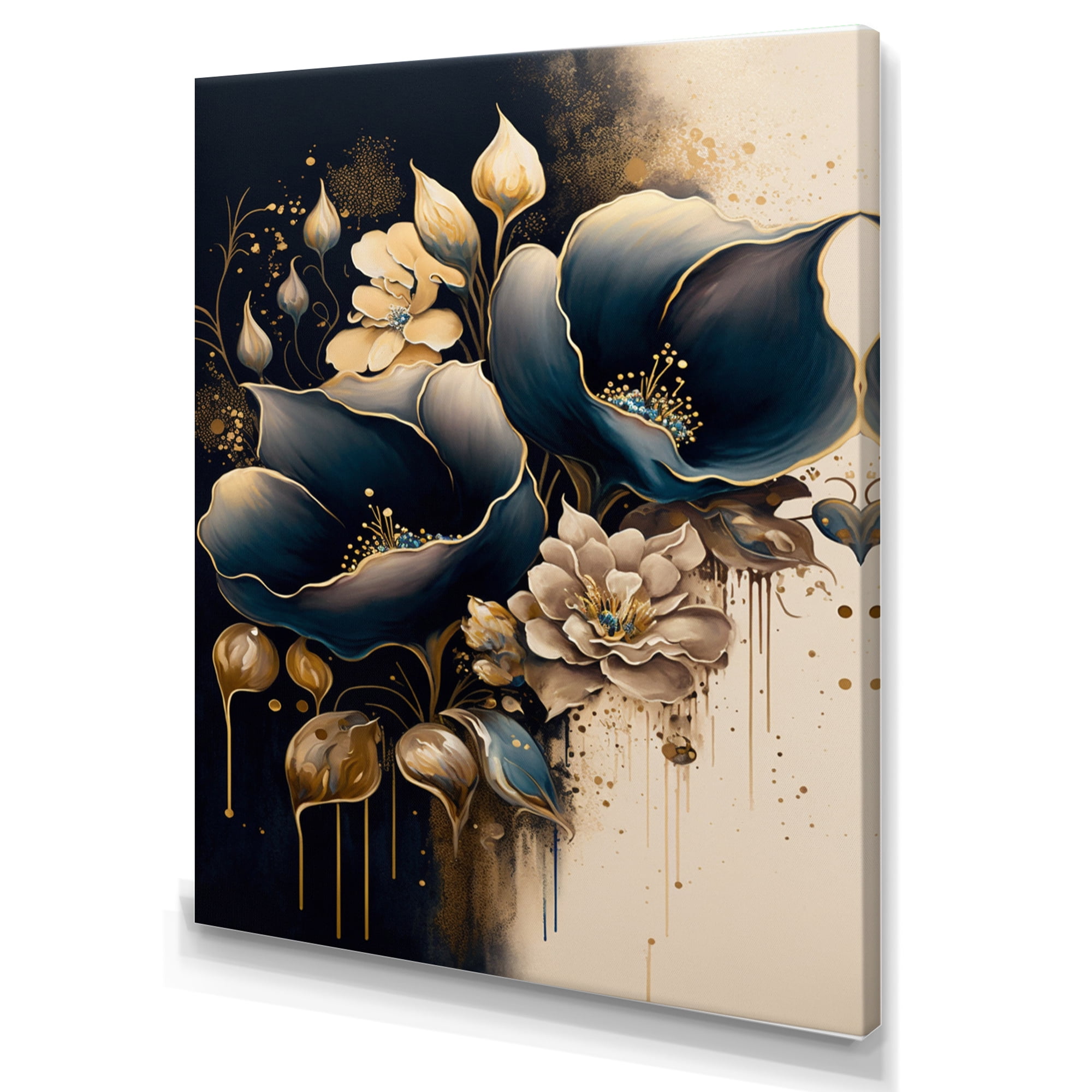 Designart Deep Blue Calla Lily Bouquet II Canvas Wall Art