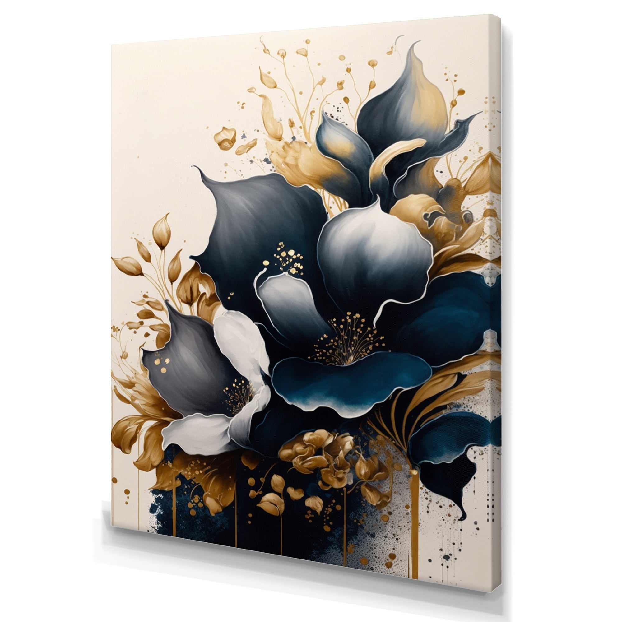 Designart Deep Blue Calla Lily Bouquet V Canvas Wall Art
