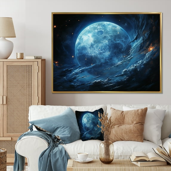Designart "Deep Blue Neptune An Oceanic World II" Neptune Floater Framed Canvas Print
