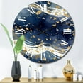 thumbnail image 1 of Designart "Deep Blue and Gold Abstract V III" Fractals Oversized Wall Clock, 1 of 5