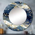 thumbnail image 1 of Designart "Deep Blue and Gold Abstract V III" Fractals Round Mirror Wall Décor Traditional - Large Blue Round Mirror - Round Mirror 23" x 23" Inch, 1 of 5
