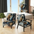 thumbnail image 1 of Designart "Deep Blue and Gold Blossom III" Blue Floral & Botanical Upholstered Accent Chair - Traditional Arm Chair For Bedroom, 1 of 5