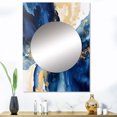 thumbnail image 1 of Designart "Deep Blue and Gold Strokes V III" Fractals Mirror Wall Decor - Modern Blue Abstract Living Room Wall Mirror Art - 40" x 30" Inch, 1 of 5