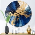 thumbnail image 1 of Designart "Deep Blue and Gold Strokes V III" Fractals Oversized Wall Clock, 1 of 5