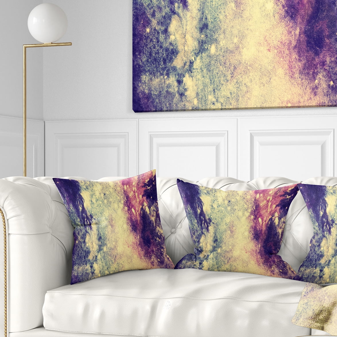 Designart Deep Blue and Purple - Abstract Throw Pillow - 18x18
