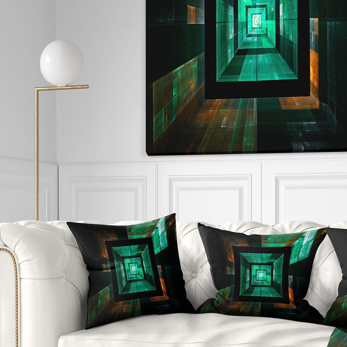 Designart Deep Green Infinite Cube - Contemporary Throw Pillow - 18x18