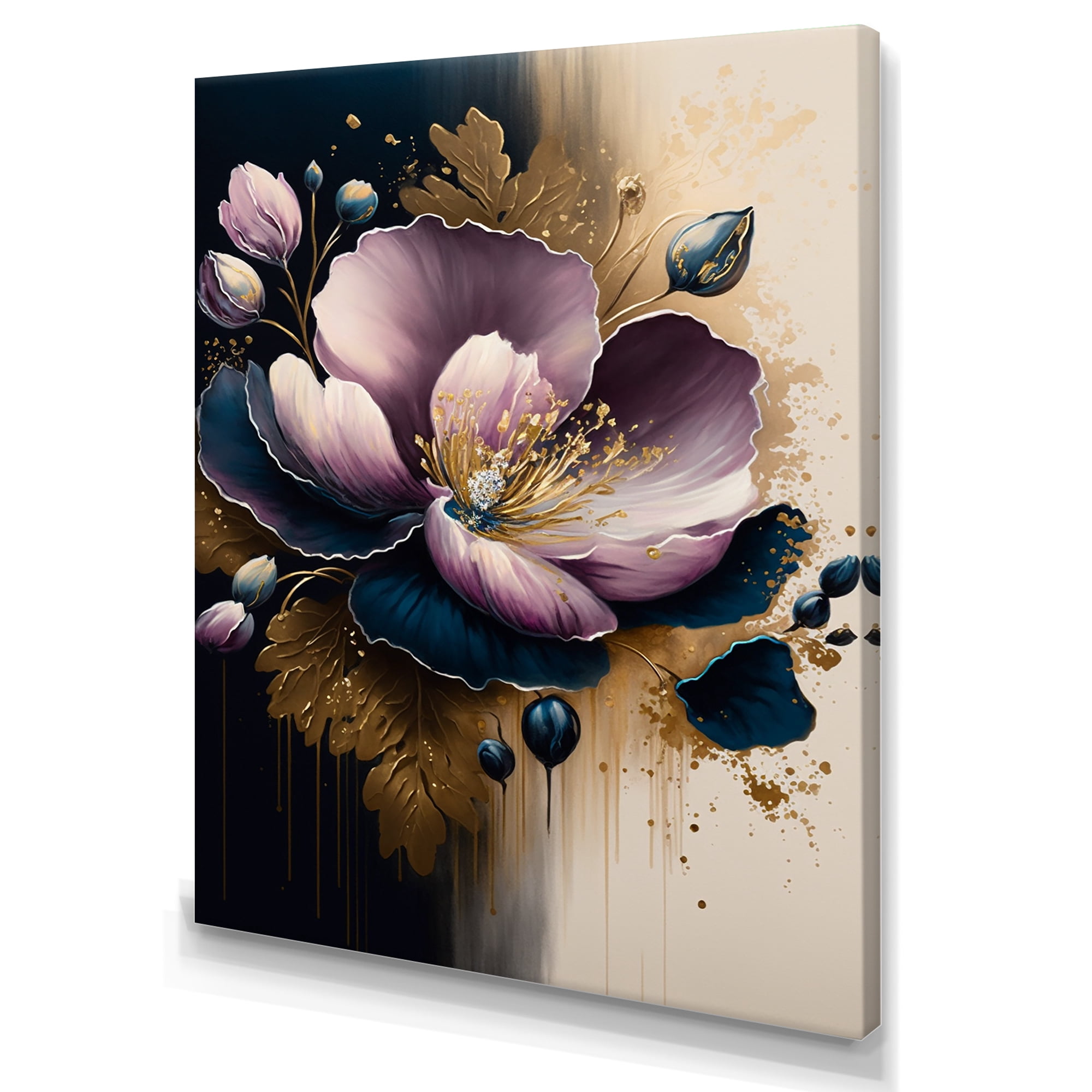 Designart Deep Pink And Blue Crocus Flower III Canvas Wall Art