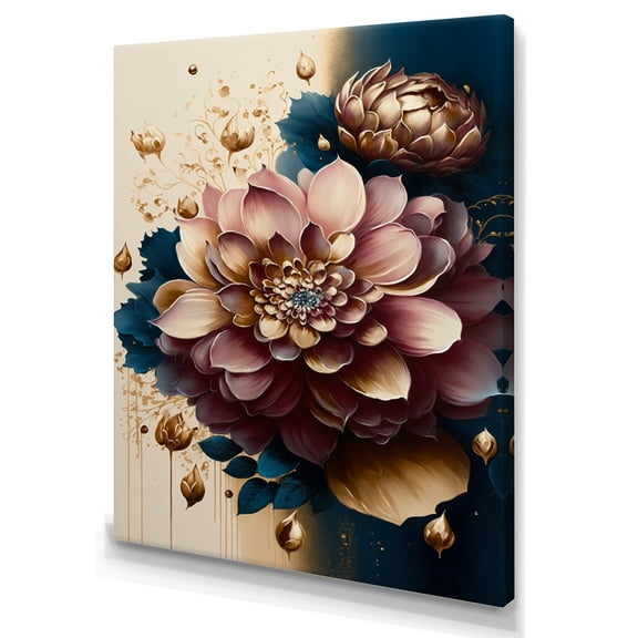 Designart Deep Pink Dahlia Floral Design II Canvas Wall Art