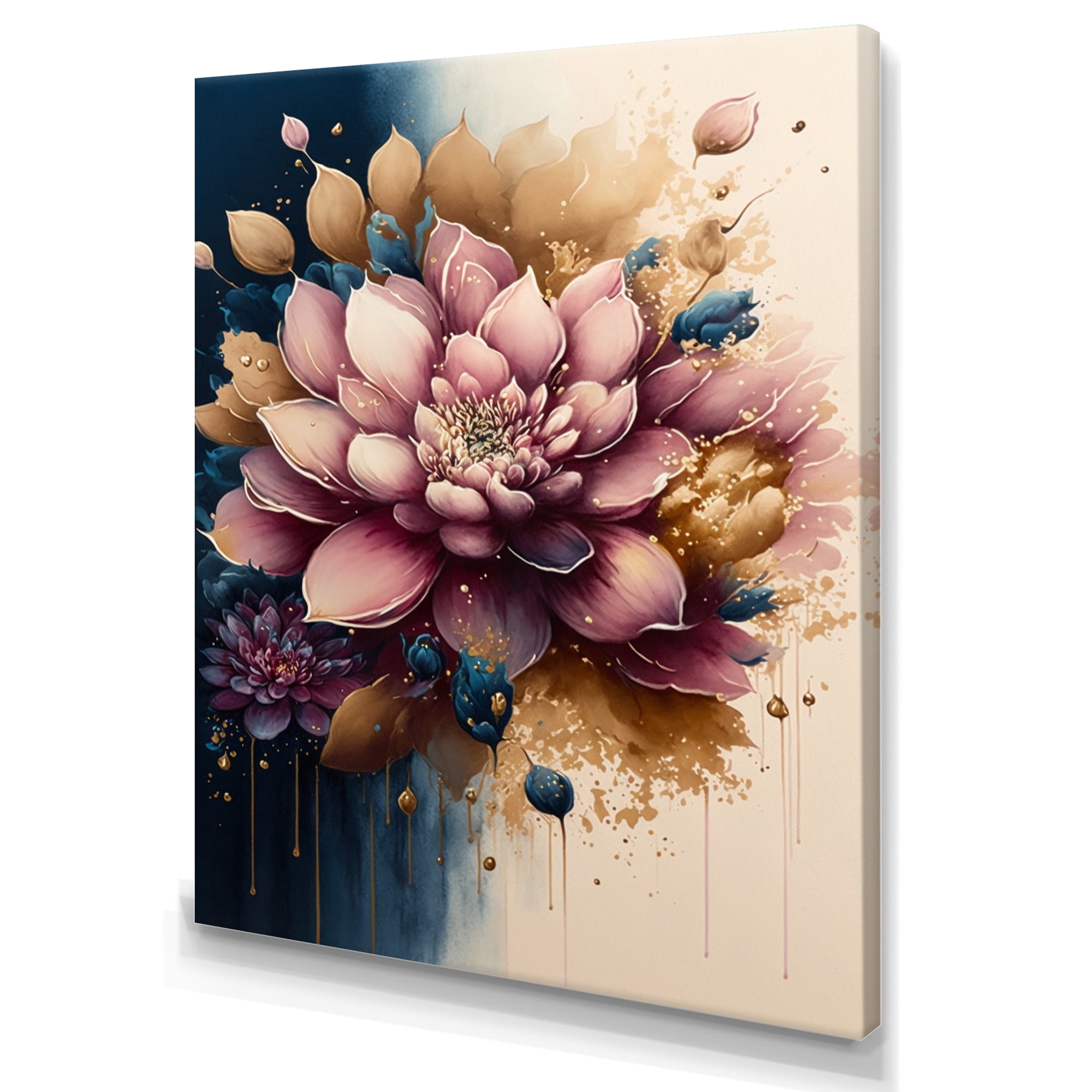 Designart Deep Pink Dahlia Floral Design III Canvas Wall Art