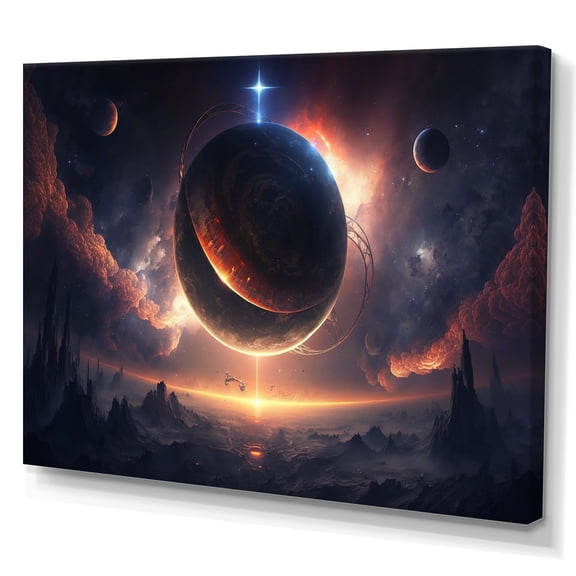 Designart Deep Planet Eclipse I Canvas Wall Art