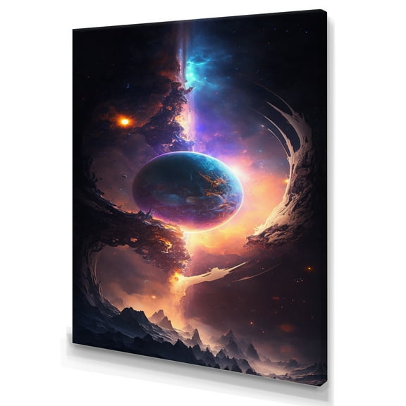 Designart Deep Space Planet Fusion II Canvas Wall Art