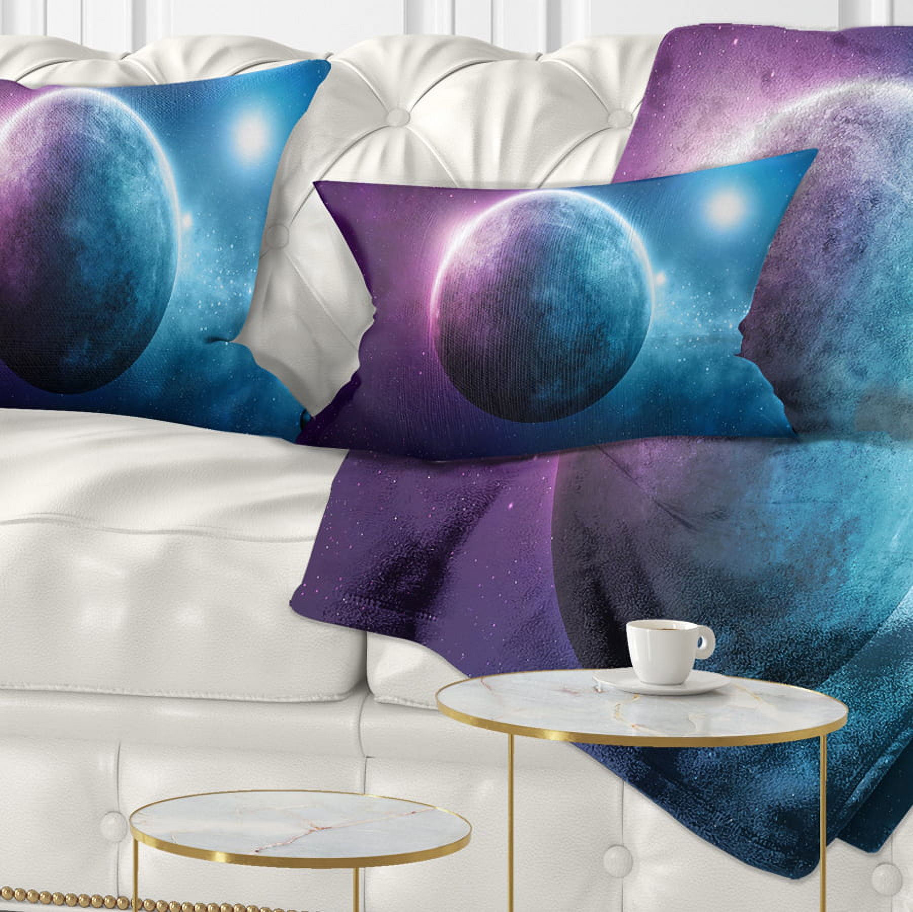 Designart Deep Space Planet - Space Throw Pillow - 12x20