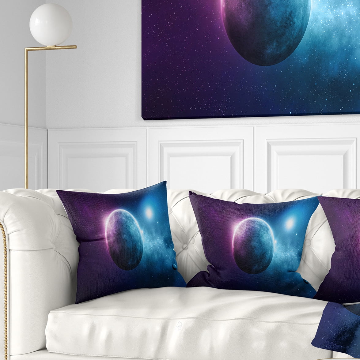 Designart Deep Space Planet - Space Throw Pillow - 16x16