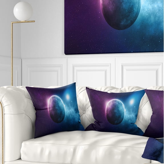 Designart Deep Space Planet - Space Throw Pillow - 16x16