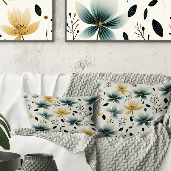 Designart "Deep Teal Ocean Harmony I" Floral Printed Throw Pillow