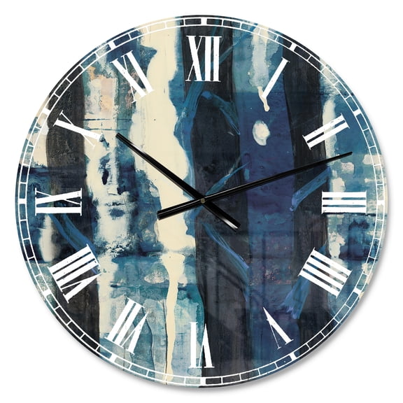 Designart 'Deep Woods II Indigo' Metal Wall Clock