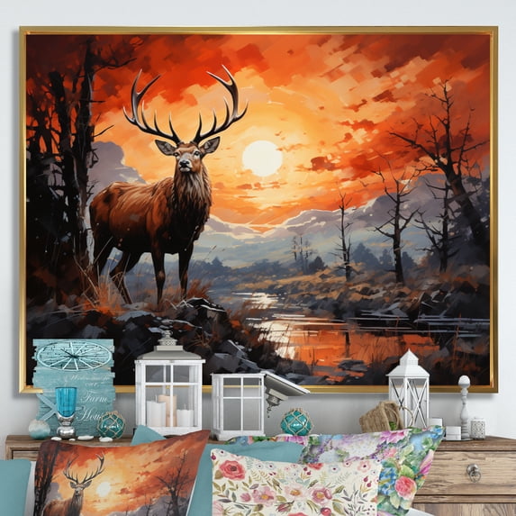 Designart "Deer Bold form" Animals Floater Framed Canvas Print