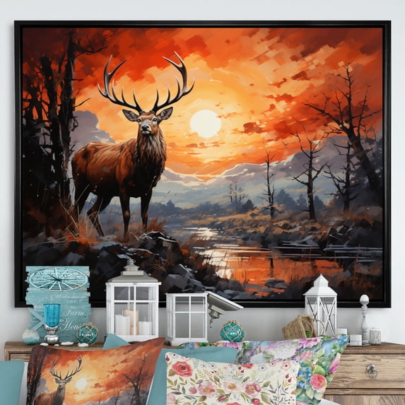 Designart "Deer Bold form" Animals Floater Framed Canvas Print