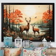 thumbnail image 1 of Designart "Deer Family in Green and Orange Serenity II" Animals Framed Wall Art Decor - Modern Farmhouse Orange Deer Landscape Bedroom Framed Canvas Wall Art, 1 of 6