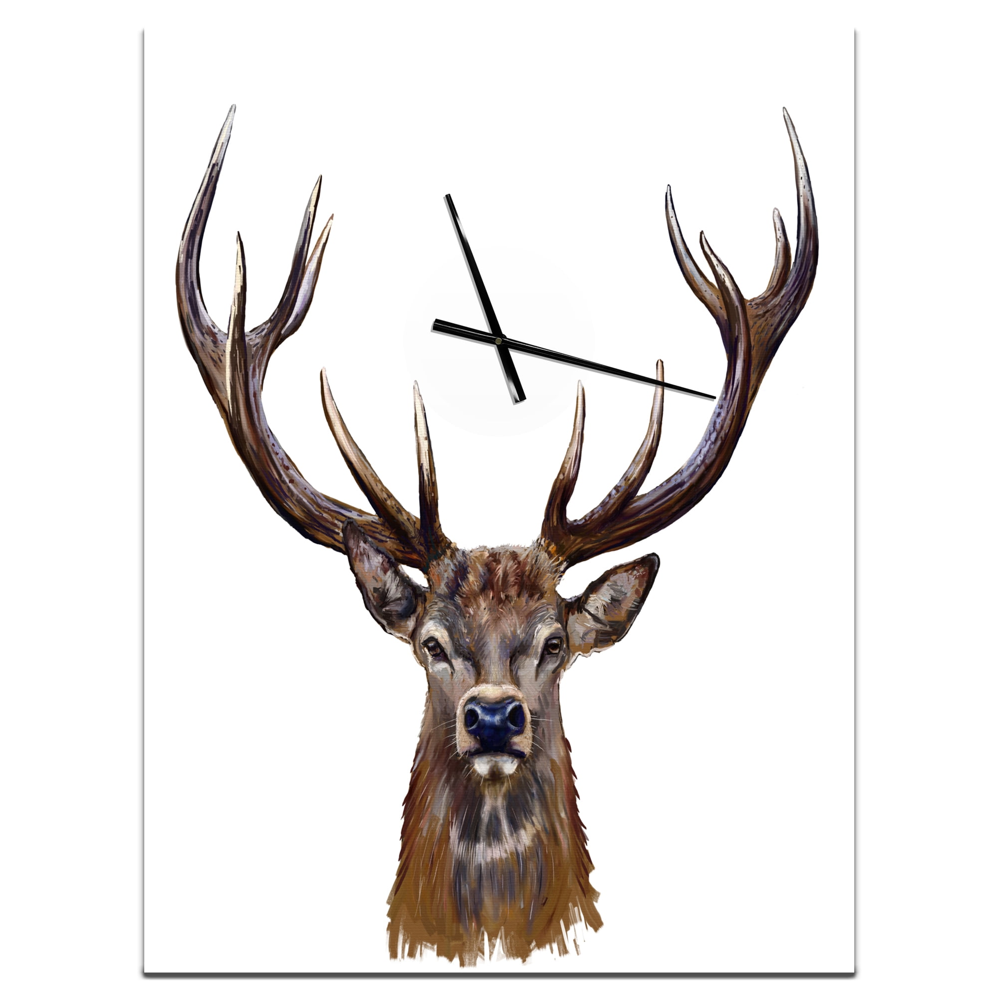 Designart 'Deer Head in Front Illustration' Traditional wall clock