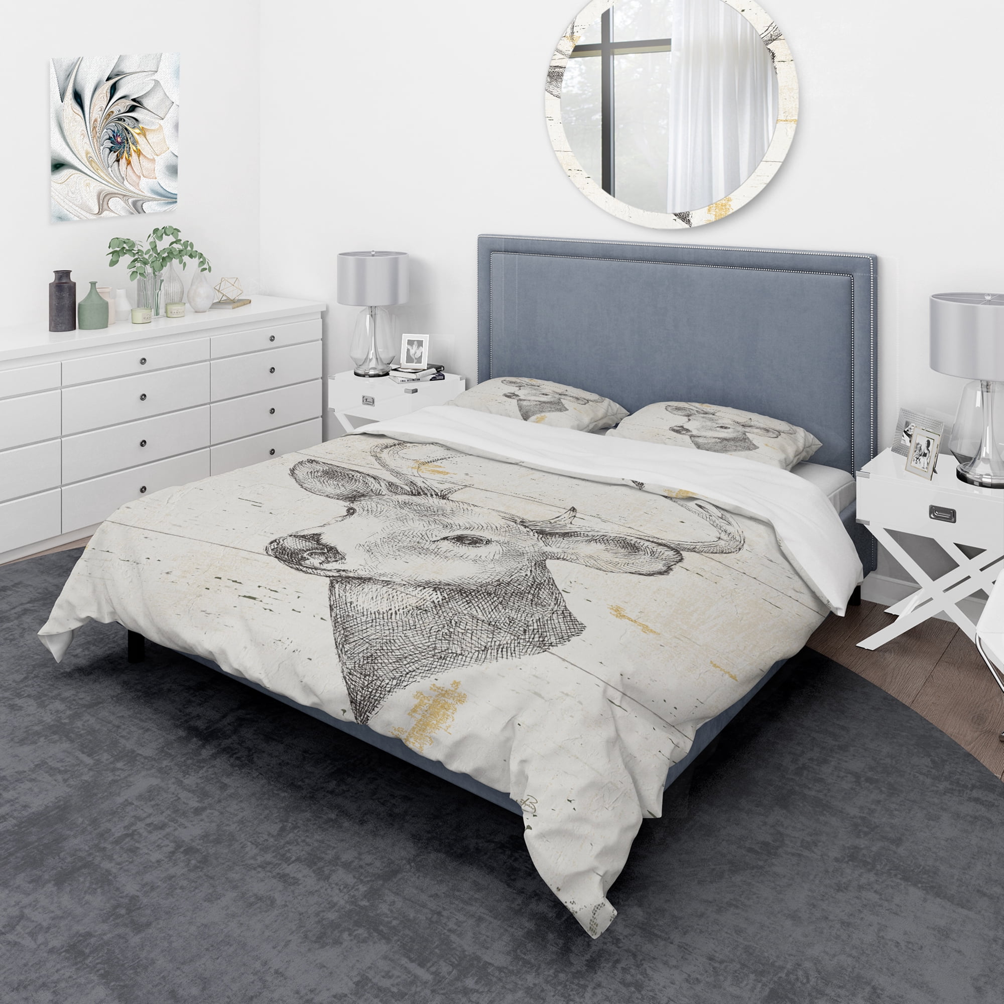 Designart 'Deer Wild and Beautiful II' Farmhouse Duvet Cover Set