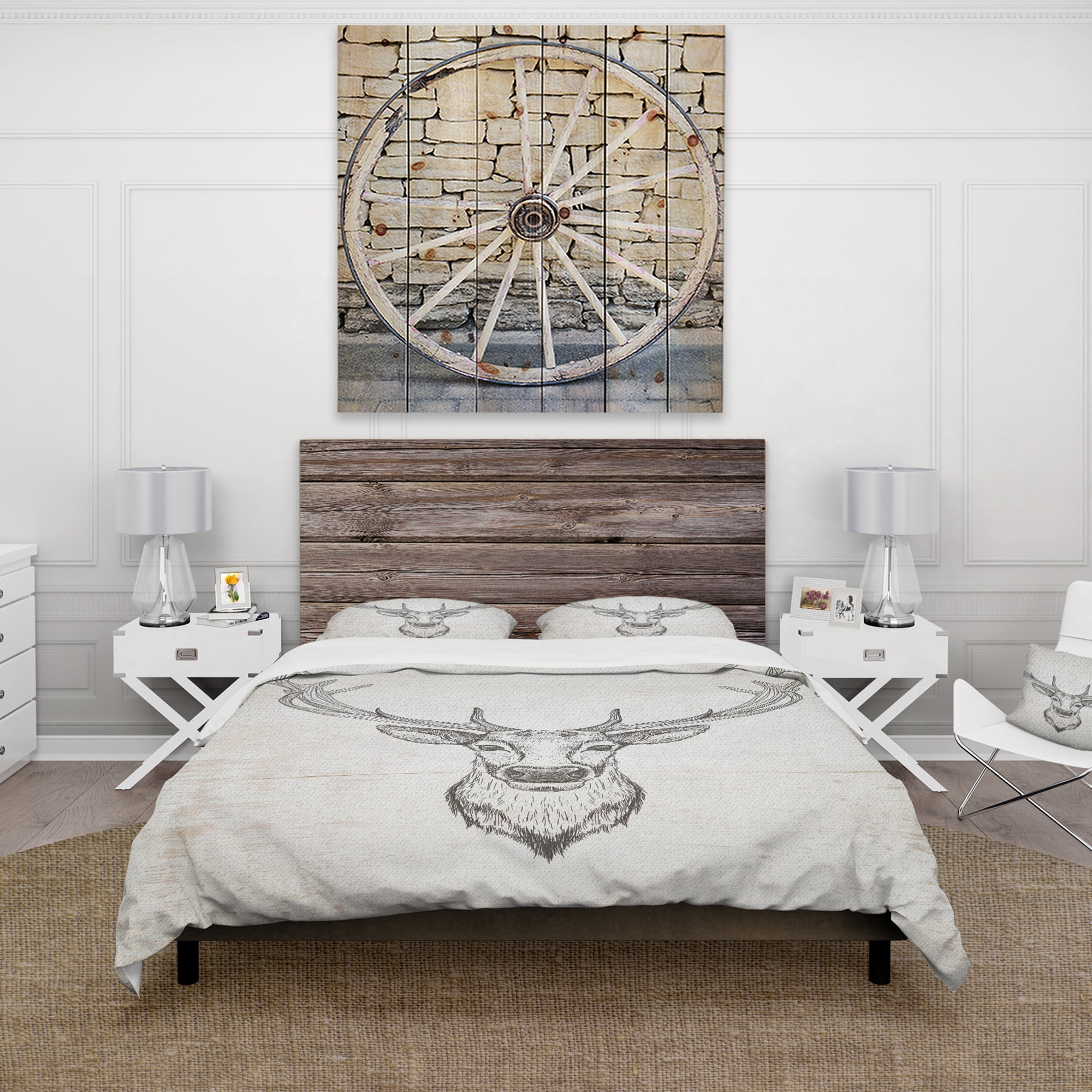 Designart 'Deer Wild and Beautiful IV' Farmhouse Duvet Cover Set