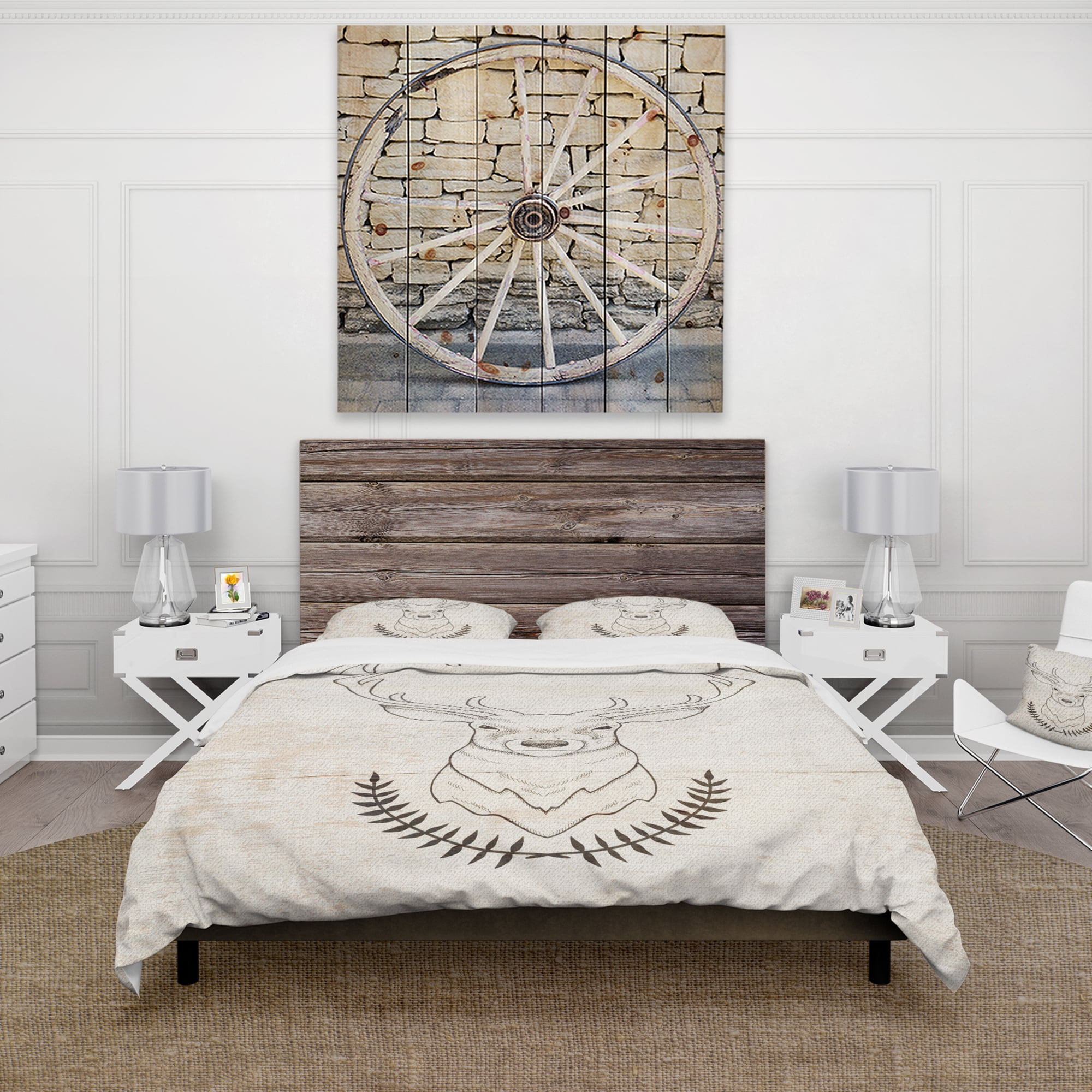 Designart 'Deer Wild and Beautiful V' Farmhouse Duvet Cover Set