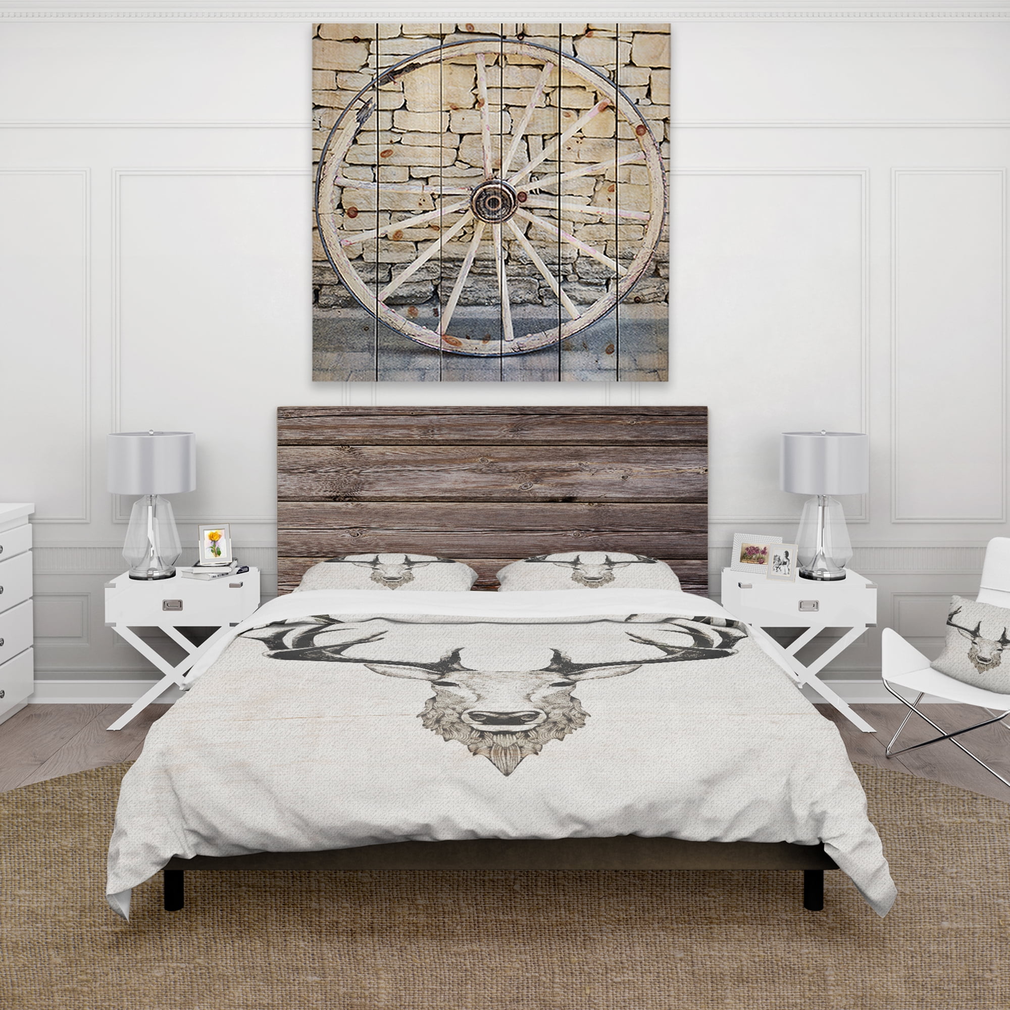 Designart 'Deer Wild and Beautiful VII' Farmhouse Duvet Cover Set