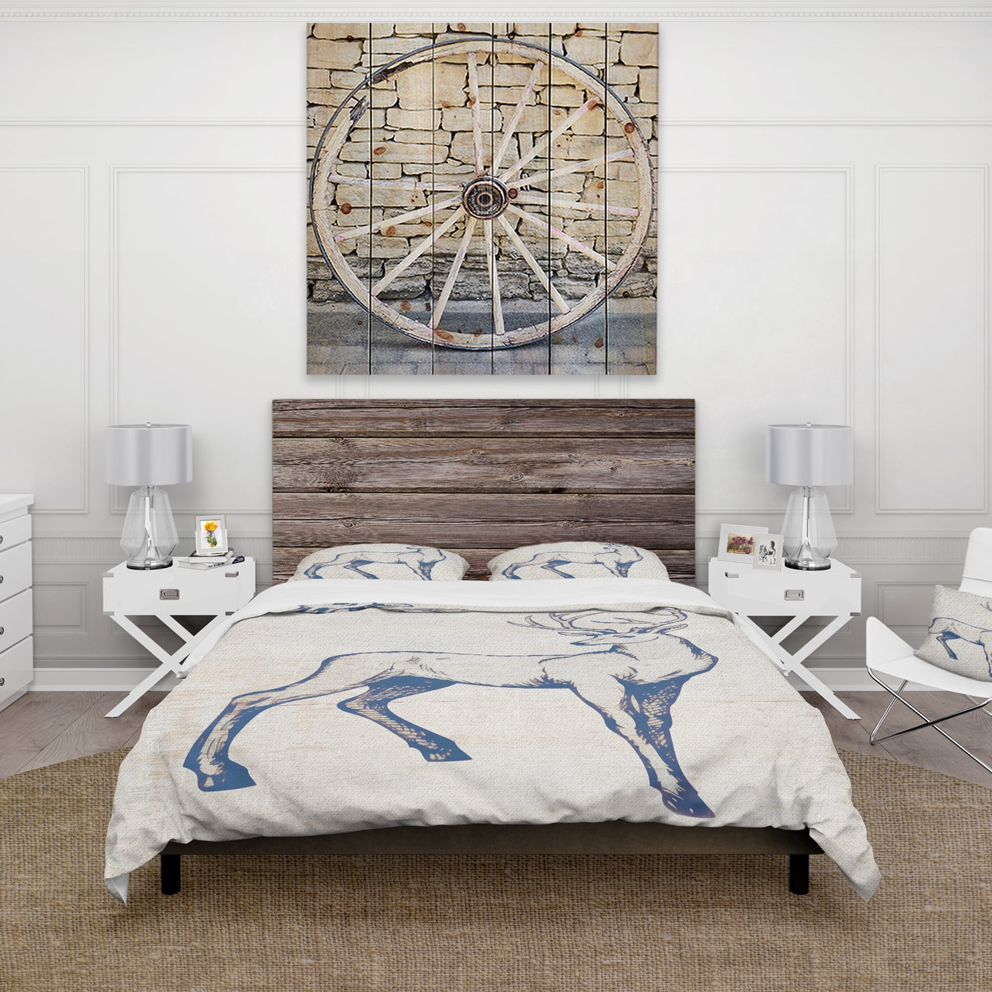 Designart 'Deer Wild and Beautiful X' Farmhouse Duvet Cover Set