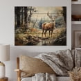 thumbnail image 1 of Designart "Deer beautyful Grazing" Animals Print on Natural Pine Wood, 1 of 5