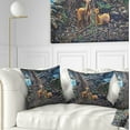 thumbnail image 1 of Designart Deer in Forest - Landscape Painting Throw Pillow - 18x18, 1 of 5