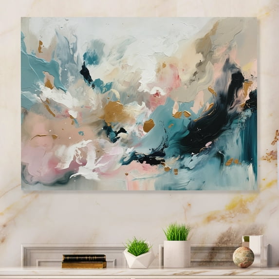 Designart "Delicate Brushstrokes Abstract Painting V" Abstract Canvas Print