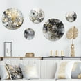 thumbnail image 1 of Designart "Delicate Brushstrokes Grey and Gold II" Abstract Marble Metal Wall Art Set of 5 Piece, 1 of 5