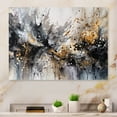thumbnail image 1 of Designart "Delicate Brushstrokes Grey and Gold III" Abstract Marble Metal Art Print, 1 of 5