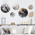 thumbnail image 1 of Designart "Delicate Brushstrokes Grey and Gold III" Abstract Marble Metal Wall Art Set of 5 Piece, 1 of 5
