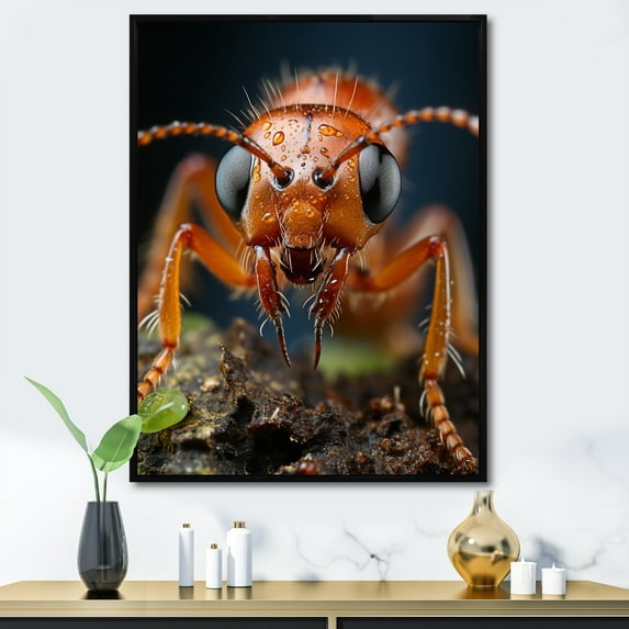 Designart "Delicate Explorer Ant IV" Animals Floater Framed Canvas Print