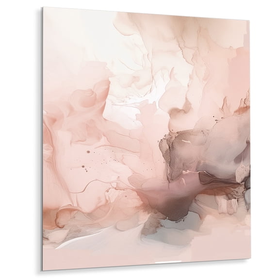 Designart "Delicate Marble Pink Abstract I" Abstract Metal Wall Art Prints