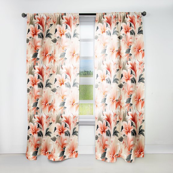 Designart "Delicate Neutrals In The Tropics I" Tropical Room Darkening Curtain Single Panel