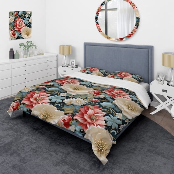 Designart "Delicate Pink Paisley Dream II" Damask Bedding Covert Set - Bohemian & Eclectic Bed Set With 2 Shams