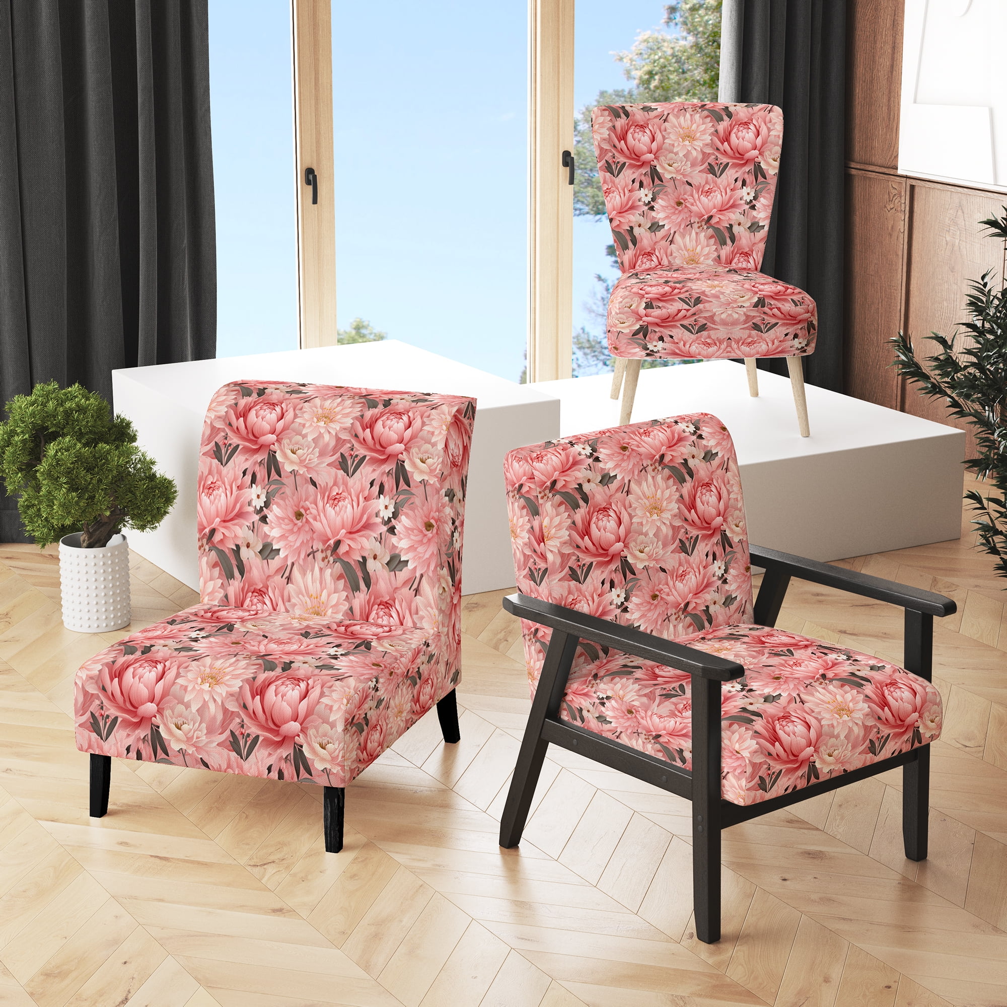 Pink floral armchair discount