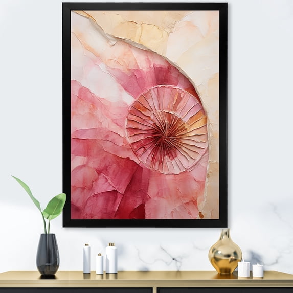 Designart "Delicate Pink Pottery Spirals" Abstract Spirals Picture Framed Canvas Wall Art