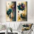 thumbnail image 1 of Designart "Delicate Retro Watercolor Wildflower Blossoms" Flowers Wall Art Set Of 2 - Traditional Blue Gallery Wall Set For Home Decor, 1 of 6